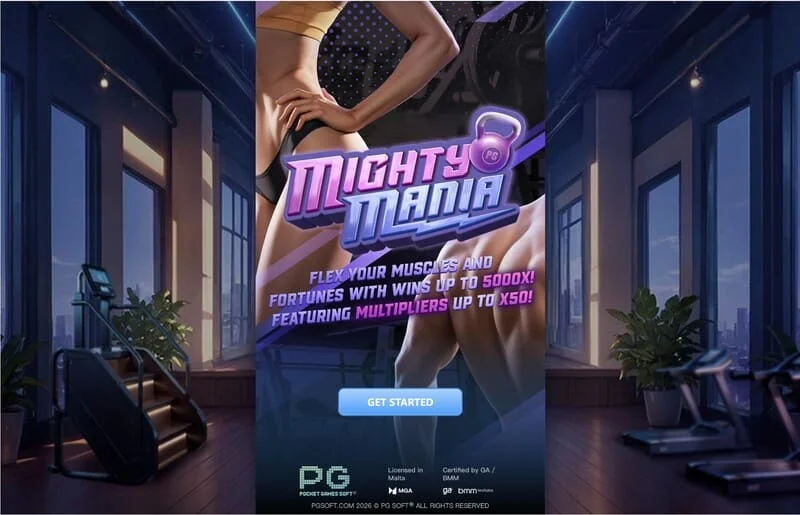 Mighty Mania – Menu utama dan layar pemilihan taruhan